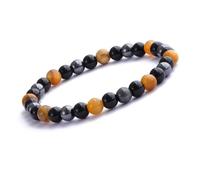 UEUC Bracelet Triple Protection Oeil de Tigre, Perles en hématite et Obsidienne Noire de(6mm-7)