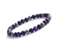 UEUC Bracelet Triple Protection Oeil de Tigre, Perles en hématite et Obsidienne Noire de(6mm-8)