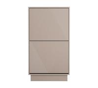 UEV Armoire à Chaussures avec 2 Abattants, Meuble à Chaussures, Étagère Réglables et Amovibles, Surface Motif Spécial Gravure, Système Anti-Basculement, 50 x 24 x 91cm, Cachemire