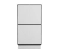 UEV Armoire à Chaussures avec 2 Abattants, Meuble à Chaussures, Étagère Réglables et Amovibles, Surface Motif Spécial Gravure, Système Anti-Basculement, 50 x 24 x 91cm, Blanc