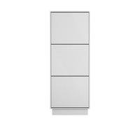 UEV Armoire à Chaussures avec 3 Abattants, Meuble à Chaussures, Étagère Réglables et Amovibles, Surface Motif Spécial Gravure, Système Anti-Basculement, 50 x 24 x 131cm, Blanc