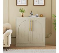 UEV Buffet Bas à 2 Portes, Meuble de Rangement, 80 x 40 x 78cm, Beige