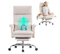 UEV Fauteuil Pivotant Lounge & Chalet 226 kg - Tissu Chenille Beige Ultra-Confort, Accoudoirs Rembourrés, Structure Bois Métal - Design Cosy Moderne