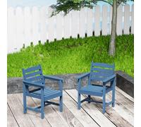 UEV Lot de 2 Chaise de Jardin, Chaise de Balcon en HDPE, Mobilier d'extérieur, Chaise avec Accoudoirs, pour Jardin, Terrasse, Patio, Cour, 61 x 57 x 85 cm, Bleu