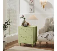 UEV Lot de 2 Tables de Chevet, Table d'Appoint avec Design de Vague, Bout de Canapé, 2 Tiroirs de Rangement, pour Salon Chambre, Bureau, 50 x 40 x 60 cm, Vert