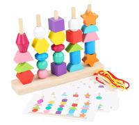 UEXEDO Jeux De Perles en Bois, Perles Arc-en-Ciel À Enfiler,Empilable y Enfiler Jouet,Tri Jouets,Développer la Pensée et Les Compétences Pratiques de Votre Enfant.pour Les 3 4 5 Ans et Plus