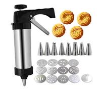 UEXEDO Pistolet à Patisserie, Presse à Pâtisserie en Acier Inoxydable, Machine à Biscuits，Presse à Biscuit Professionnel, Moule à Gateau, Aluminium, Acier Inoxydable (Argent)