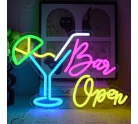UExnkj-Y Bar Open Enseigne Lumineuse Enseigne Néon Cocktail LED Bar Enseignes au Néon Panneau Néon LED Ouvert pour Bar à Bière Club Business Maison Pub Man Cave Décorations de Fête
