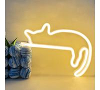 UExnkj-Y Cat LED Signe Chat Neon Enseigne Animaux Néon Blanc Chaud Enseigne Néon USB ou Batterie Enseigne Lumineuse pour Chambre Magasin Chevet Salon Fête Décoration Murale