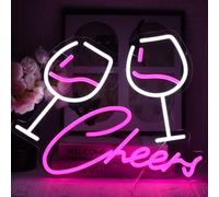UExnkj-Y Cheers Enseigne au Néon Lettre Neon Sign Rose et Blanc LED Néons Enseigne néon Cocktails Néon Bar Sign Panneau néon USB pour Cheers Neon Bar Signs for Club Cafe Pub