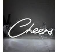 UExnkj-Y Cheers Neon Signs Eenseigne au Néon Blanc Lettre Enseigne Lumineuse au Néon USB Letters Light Up Sign Led Wall Art for Bedroom Party Club Coffee Shop Bar Restaurant Store Decor