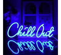 UExnkj-Y Chill Out Enseigne au Néon Panneau Neon Chill Out Lettres Néons Bleu LED Signe Chill Neon Sign USB Dimmable Néon Signes pour Chambre Bar Salle de Jeux Café Salon