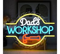 UExnkj-Y Dad's Workshop Panneau néon moteur néon lumineux Check Engine LED Panneau mural pour papas Garage Homme Grotte Atelier de Voiture Atelier Bar Pub Décoration de la maison