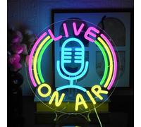 UExnkj-Y Enseigne au Néon Live On Air Enseigne au Néon LED Colorée Lettres Enseigne au Néon pour Chambre à Coucher, Bar, Décoration de Salle de Jeux, Salle de Diffusion en Direct, Studio de Musique