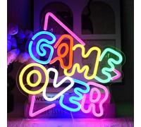 UExnkj-Y Game Over Enseigne au Néon Jeu Néon Enseigne de Jeu au Néon LED Enseigne Lumière Néon Alimentée par USB pour Salle de Jeux, Chambre, Fête, Neon Sign de Décoration Murale de Noël