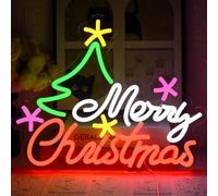 UExnkj-Y Joyeux Noël Panneau Néon Merry Christmas Enseigne au Néon Décoration Murale Néon avec USB pour Fêtes Intérieures, Fenêtres, Chambres, Enfants, Salons, Mariages, Bars, Pub