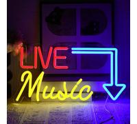 UExnkj-Y Panneau Neon Live Music Panneau LED Néon Coloré Musique Neon Sign Lettres Led Neon Light Décoration Murale pour Rock Music Studio Bar Chambre Salle de Jeux Décoration de Fête