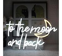 UExnkj-Y To The Moon and Back Enseigne au Néon Panneau néon Blanc Chaud Enseignes lumineuses Lettres USB Neon Decoration pour Chambre d'enfant Cadeau de Fête Maison