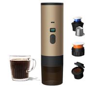 Uezeth Cafetière Portable 3 en 1 à Capsules et Café Moulu, 15 Bar Cafétière à capsules, USB Machine à Café, Eau Froide/Chaude Acceptée, pour Voyage, Camping, Bureau (Khaki)