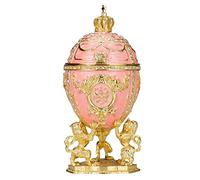 Œuf à la Fabergé / boîte à bijoux avec des lions et couronne 15,5 cm,rose
