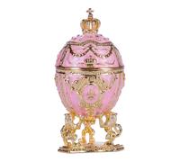 Œuf à la Fabergé boîte à bijoux avec des lions et couronne 7,5 cm, rose