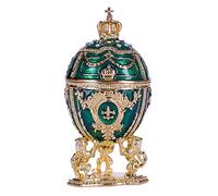 Œuf à la Fabergé/boîte à bijoux avec des lions et couronne 7,5 cm, vert