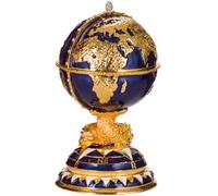 Œuf à la Fabergé boîte à bijoux Globe avec le bateau 14,5 cm, bleu