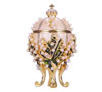Œuf à la Fabergé boîte à bijoux Lys de la vallée (Muguet) avec couronne 8,5 cm, crème