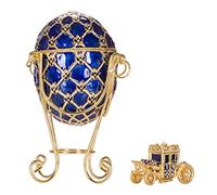 Œuf à la Fabergé de couronnement, boîte à bijoux avec carrosse 19 cm, bleu