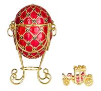 Œuf à la Fabergé de couronnement boîte à bijoux avec carrosse 19 cm, rouge