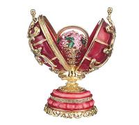 Œuf à la Fabergé Fleurs de printemps avec panier 8,5 cm, rouge