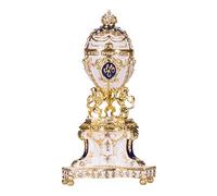 Œuf à la Fabergé Royal danois (Jubilé danois) / boîte à bijoux avec des lions 13 cm, bleu