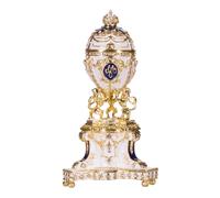 Œuf à la Fabergé Royal danois (Jubilé danois) boîte à bijoux avec des lions 13 cm, bleu