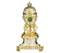 Œuf à la Fabergé Royal danois (Jubilé danois) boîte à bijoux avec des lions 13 cm, vert