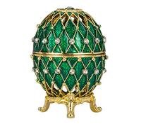 Œuf à la Fabergé sculpté/boîte à bijoux 7,5 cm, vert