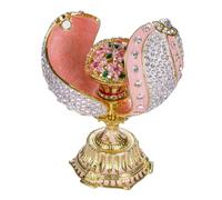 Œuf à la Fabergé torsadé avec panier de fleurs 12 cm, rose