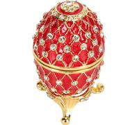 Œuf -Boîte à bijoux en alliage de zinc pétillant de strass exquis élégant en métal pour le bureau de la famille de stockage rouge