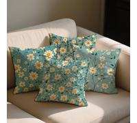 Œuf De Canard Coussin Exterieur 65x65 cm Impermeable Velours Grand Coussin Canape Marguerite Housse Chaise Lot de 4 Jardin Taie D'oreiller pour Salon Jardin Patio Banc Décoration, Cadeau Femme b-1336