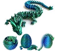 Œuf de dragon avec dragon à l'intérieur, jouet à tirer imprimé en 3D, œufs de Pâques articulés, articulés, avec œuf, mystérieux œufs de dragon (vert laser)