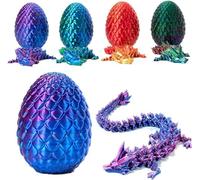 Œuf De Dragon Imprimé - Dragon En Cristal Entièrement Articulé Avec Œuf De Dragon, Jouet Œuf De Dragon Surprise Avec Dragon Flexible À Reflets Nacrés, Jouets Fidget Pour Adultes Pour Autisme/TDAH