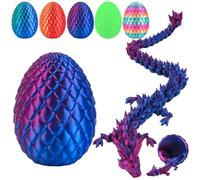 Œuf de Dragon Imprimé en 3D, 30cm Dragon Articulé en Cristal de 30 cm avec Articulations Flexibles, Figurine Fidget pour Enfants et Adultes, Laser Violet