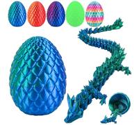 Œuf de Dragon Imprimé en 3D, 30cm Dragon Articulé en Cristal de 30 cm avec Articulations Flexibles, Figurine Fidget pour Enfants et Adultes, Laser Vert