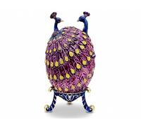 Œuf de paon russe de style Fabergé impérial fait à la main - Articles de collection - Cadeau de Noël - Cadeau de Noël pour amoureux des oiseaux - Cadeau pour son anniversaire de mariage ou petite amie