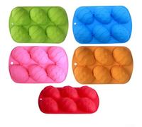 Œuf de Pâques flexible et résistant à la chaleur avec six cavités pour faire des savons et des bougies au chocolat, passe au four et au lave-vaisselle (bleu)