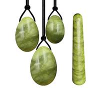 Œuf de yoni en jade naturel - Boules vaginales - Balle musculaire pour femme - Baguette Yoni en jade - Exerciseur de Kegel - Percé pour serrer le vagin - Œuf avec baguette