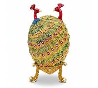 Œuf impérial Fabergé de style paon russe en or 24 carats - Décoration en cristal autrichien fait à la main - Articles de collection - Souvenir - Cadeau de Noël pour les amoureux des oiseaux - Cadeau