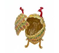 Œuf impérial Fabergé de style paon russe en or 24 carats - Décoration en cristal autrichien fait à la main - Articles de collection - Souvenir - Cadeau de Noël pour les amoureux des oiseaux - Cadeau