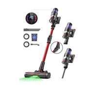 UF16, Aspirateur Balai sans Fil, 550W, 55Kpa, Autonomie 60 min, Tube flexible, Brosse anti-emmêlement, Ecran LED, Gris et Rouge