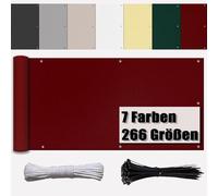 Ufamiluk Cache Balcon Brise Vue 50x700cm PES Imperméable avec Oeillets Attaches de câble et Cordons Toile Brise Vue occultant pour Balcon Terrasse Jardin Patio VinRouge 50 cm de Hauteur