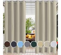 Ufamiluk Rideaux d'extérieur imperméable avec Double oeillet Anti Froid Anti Chaleur Rideau Isolant Thermique Froid pour pergola extérieur Jardin terrasse Taupe 90x250cm (BxH 1 pièce)
